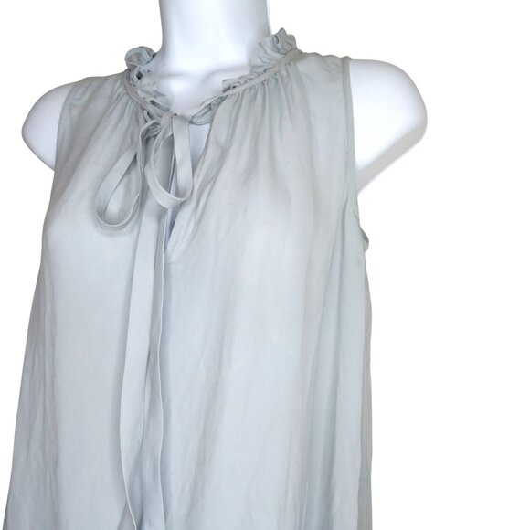 Elizabeth And James Silk Blouse Light Blue Ruffle Neck Sleeveless Tie Detail M - Picture 3 of 7